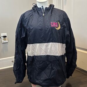 Gamma Phi Beta Navy and White Windbreaker Jacket